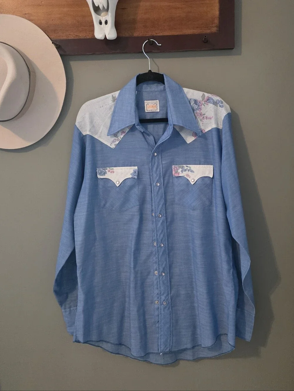Karman Western Wear Vintage Snap Button Shirt Size XL